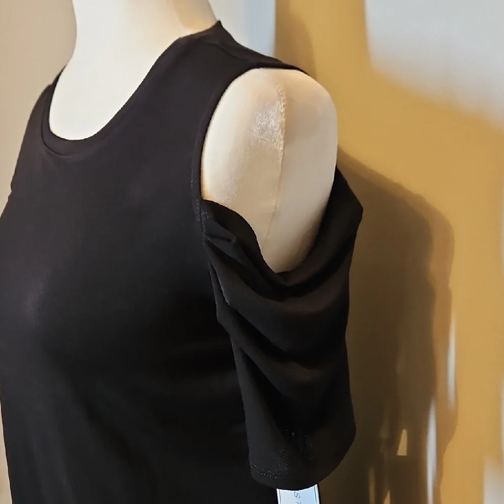 1. State Black Cold Shoulder Top Shirt - Picture 4 of 8